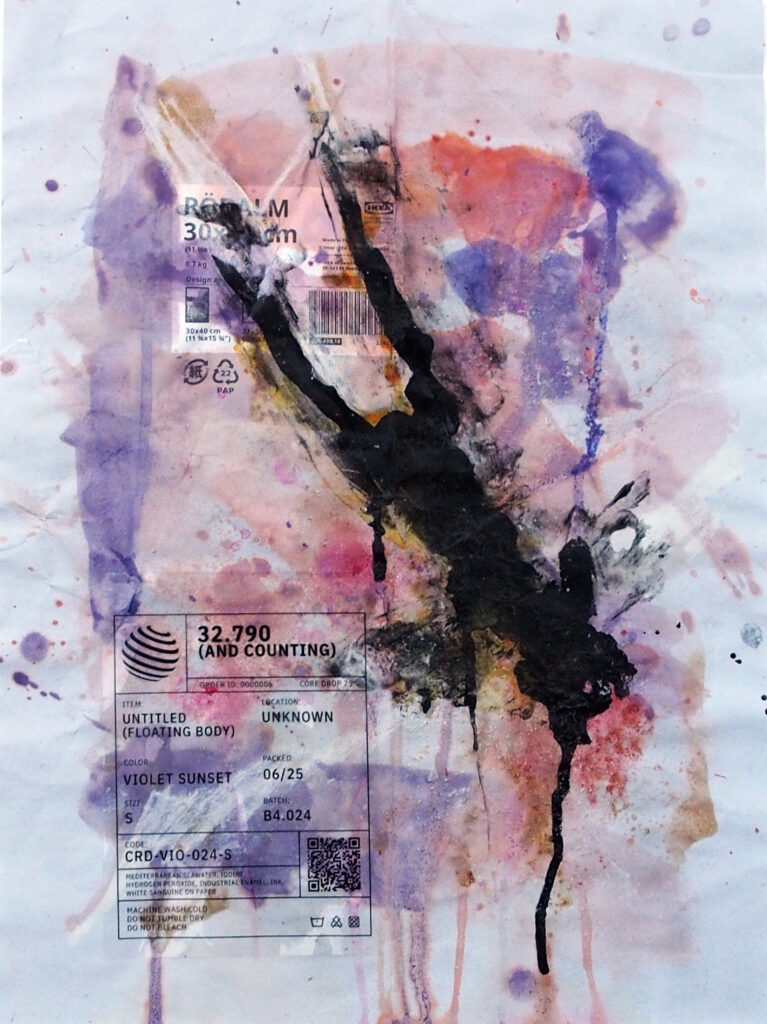 Series "32,790 and counting": drawing of a floating body on paper.