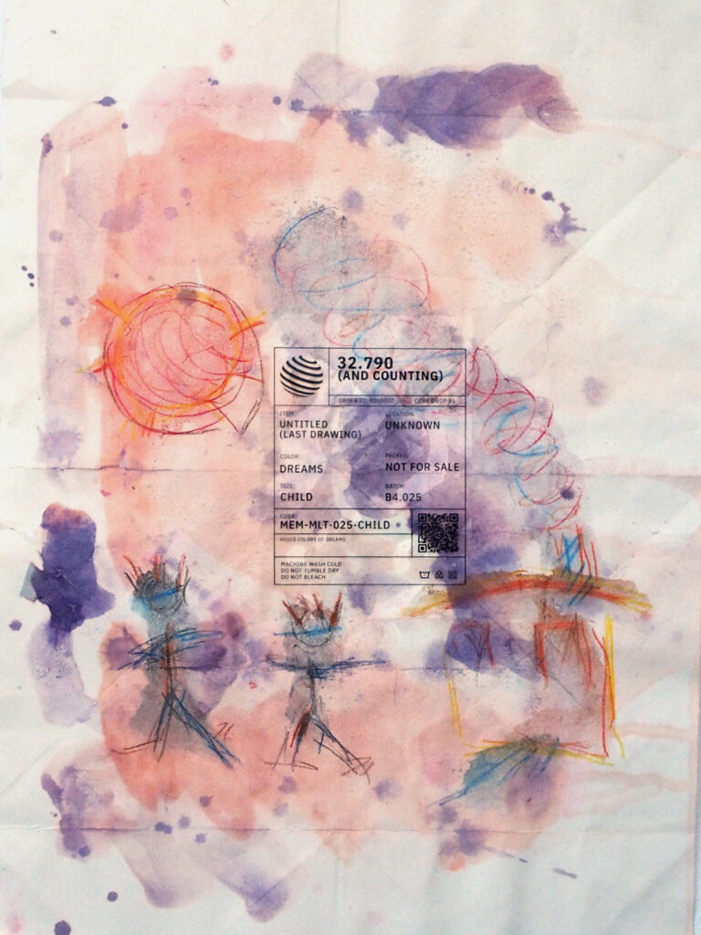 Series "32,790 and counting": "last drawing", schematic figure on paper.