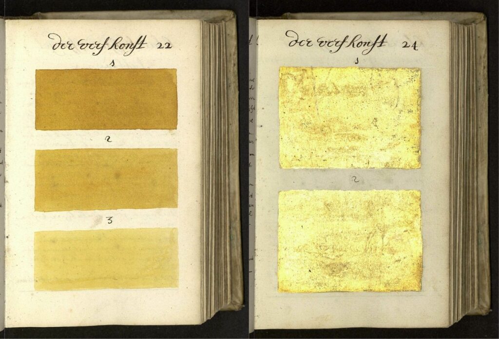 «Archival Tints» series: a second plate from A. Boogert’s colour treatise (1692), with typographic specification sheet.