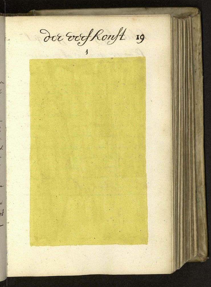 «Archival Tints» series: a fragment of A. Boogert’s colour manuscript (1692) reproduced at large scale on dibond.
